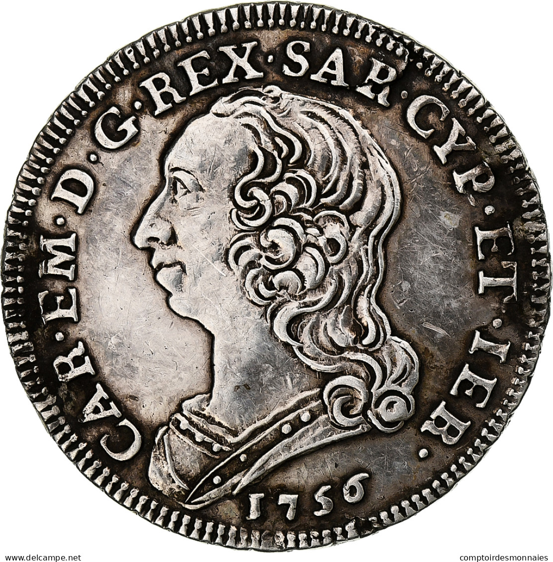 Italie, Duché De Savoie, Carlo Emanuele III, 1/4 Scudo, 1756, Turin, Argent - Piémont-Sardaigne-Savoie Italienne
