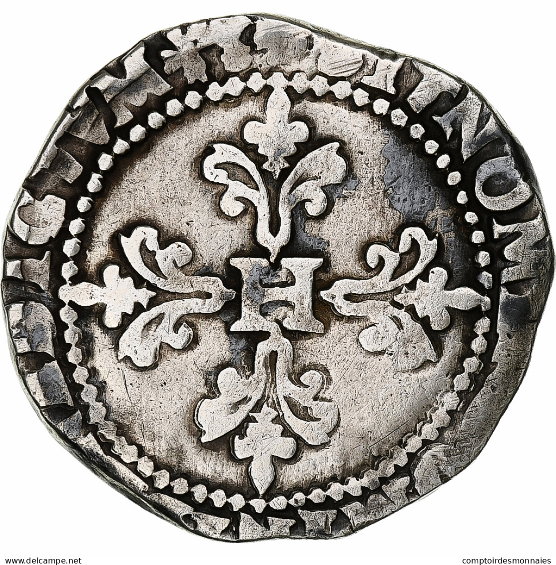 France, Henri III, Franc Au Col Plat, 1580, Bayonne, Argent, TB, Gadoury:496 - 1574-1589 Henry III
