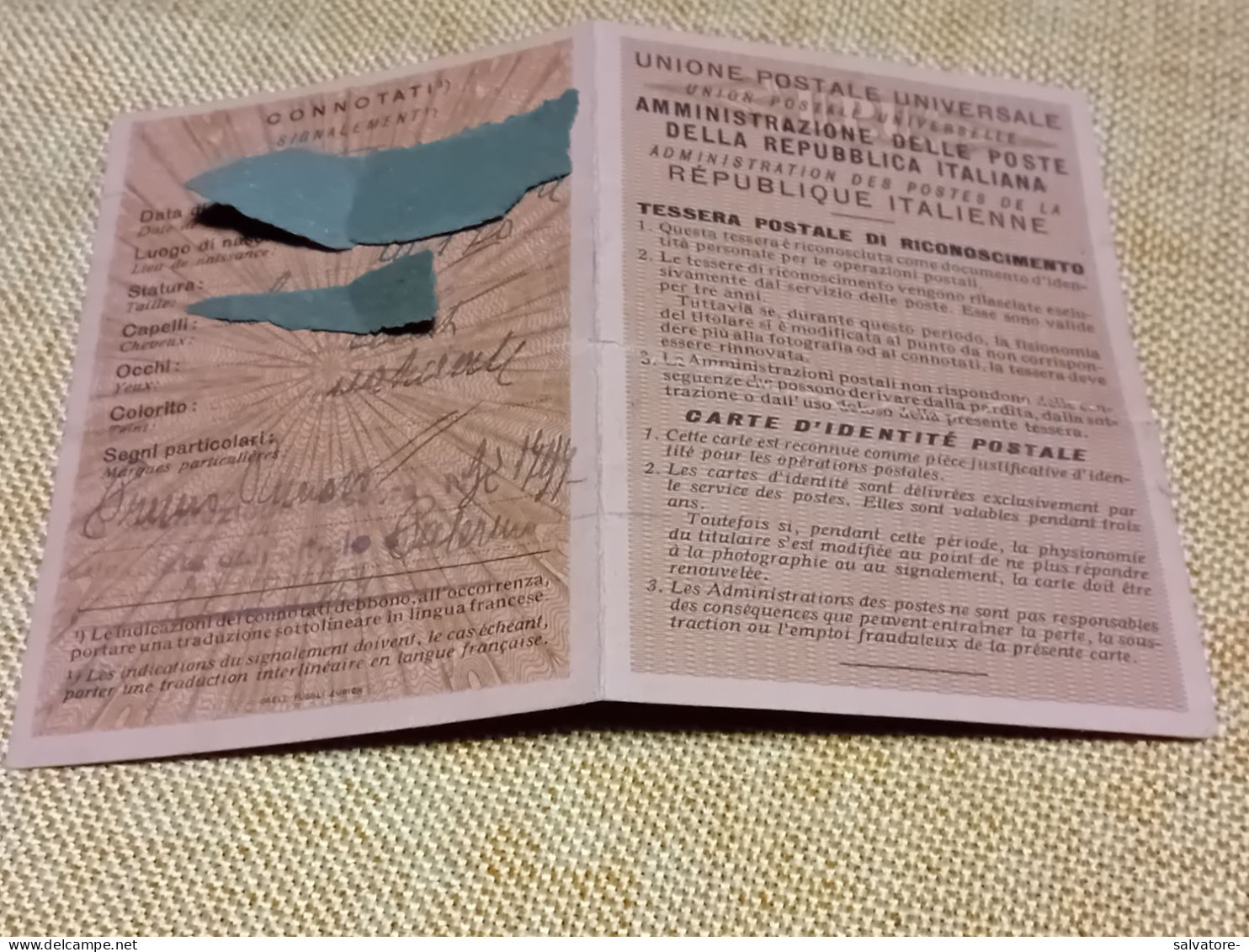 TESSERA POSTALE CON COPPIA 100 LIRE DEMOCRATICA  1950 - Libretti