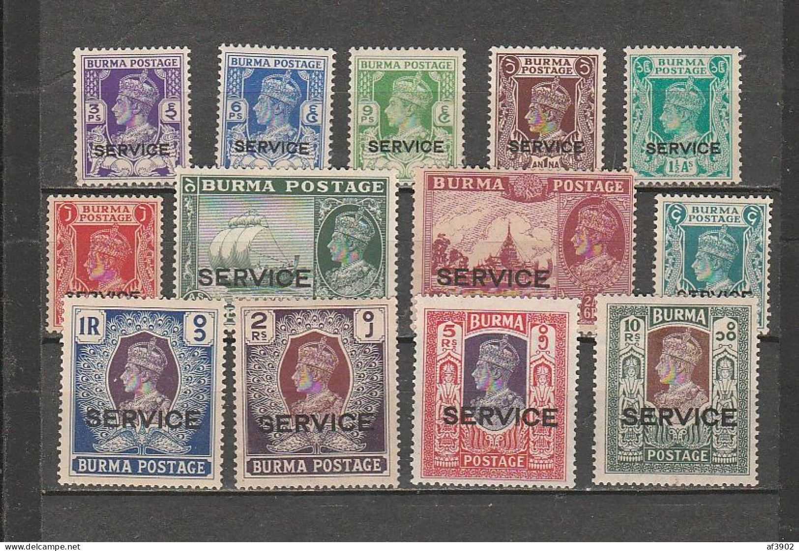 BURMA-MYANMAR STAMP 1939 ISSUED KGV GEROGE KING SEVICE COMPLETE SET, MNH - Myanmar (Burma 1948-...)