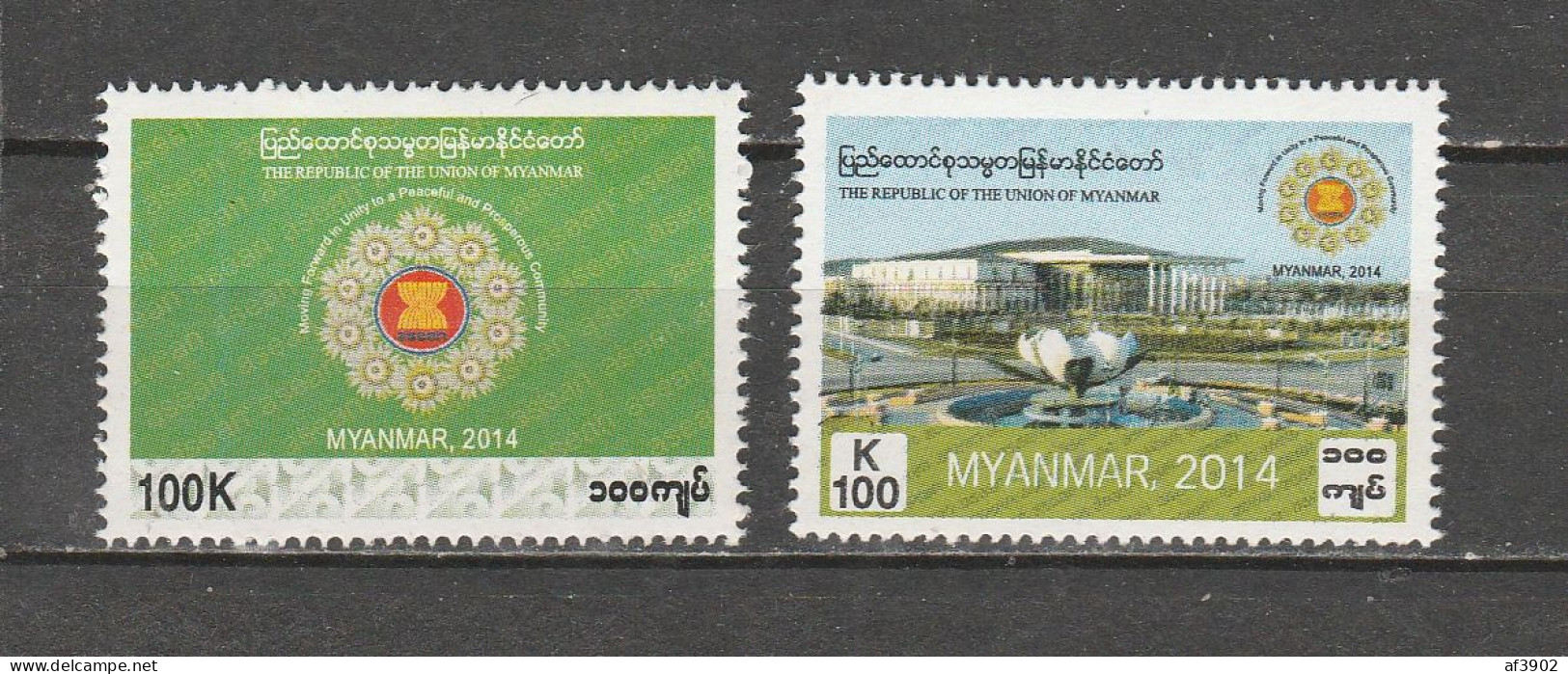 BURMA/MYANMAR STAMP 2014 ISSUED ASEAN COMMEMORATIVE 2V SET, MNH - Myanmar (Birma 1948-...)