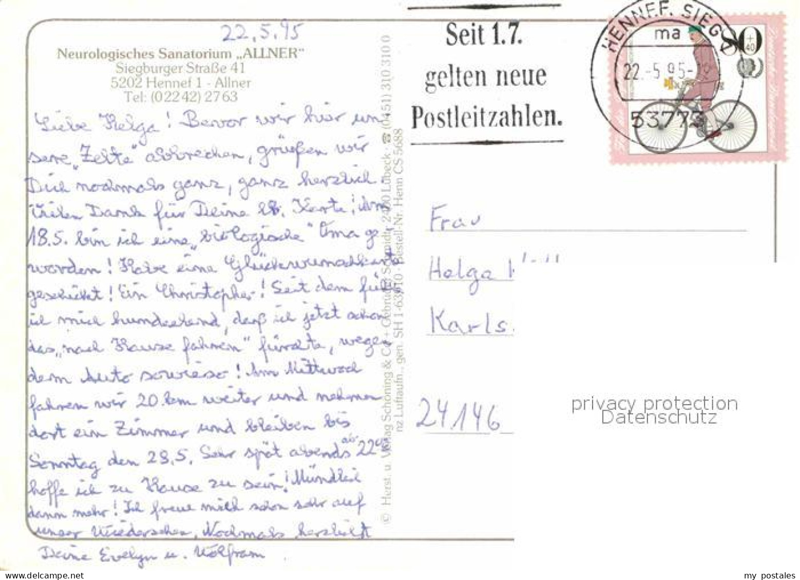 72862383 Allner Neurologisches Sanatorium Allner Fliegeraufnahme Hennef (Sieg) - Hennef