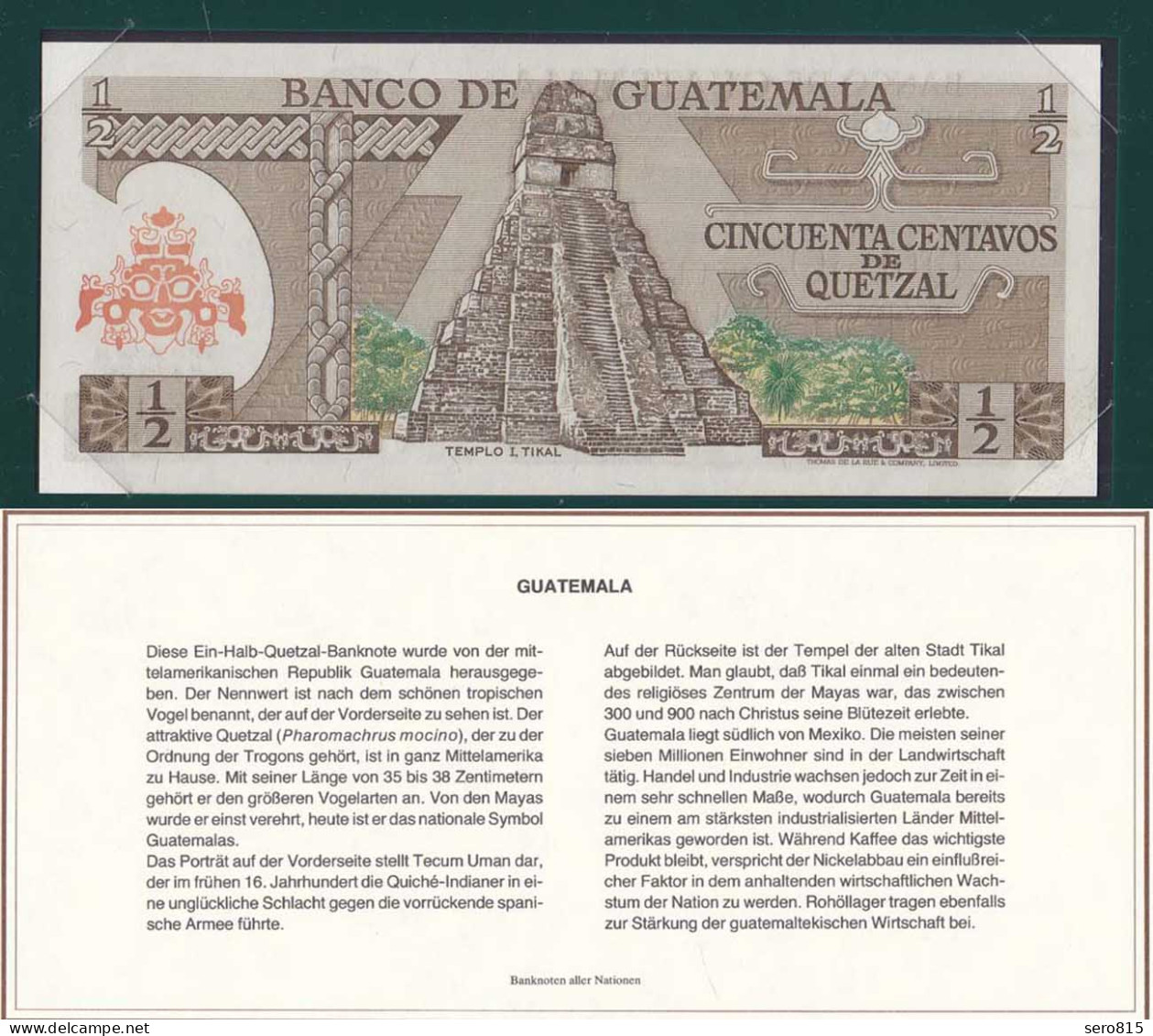 GUATEMALA 0,50 Quetzal Banknotes Of All Nations Pick 58c UNC (1)  (12712 - Autres - Amérique
