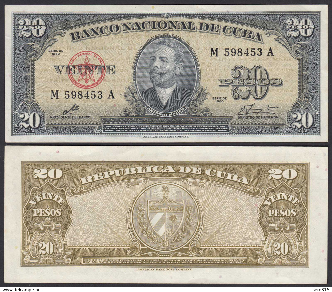Kuba - Cuba 20 Peso 1960 Pick 80c XF (2)    (25732 - Otros – América