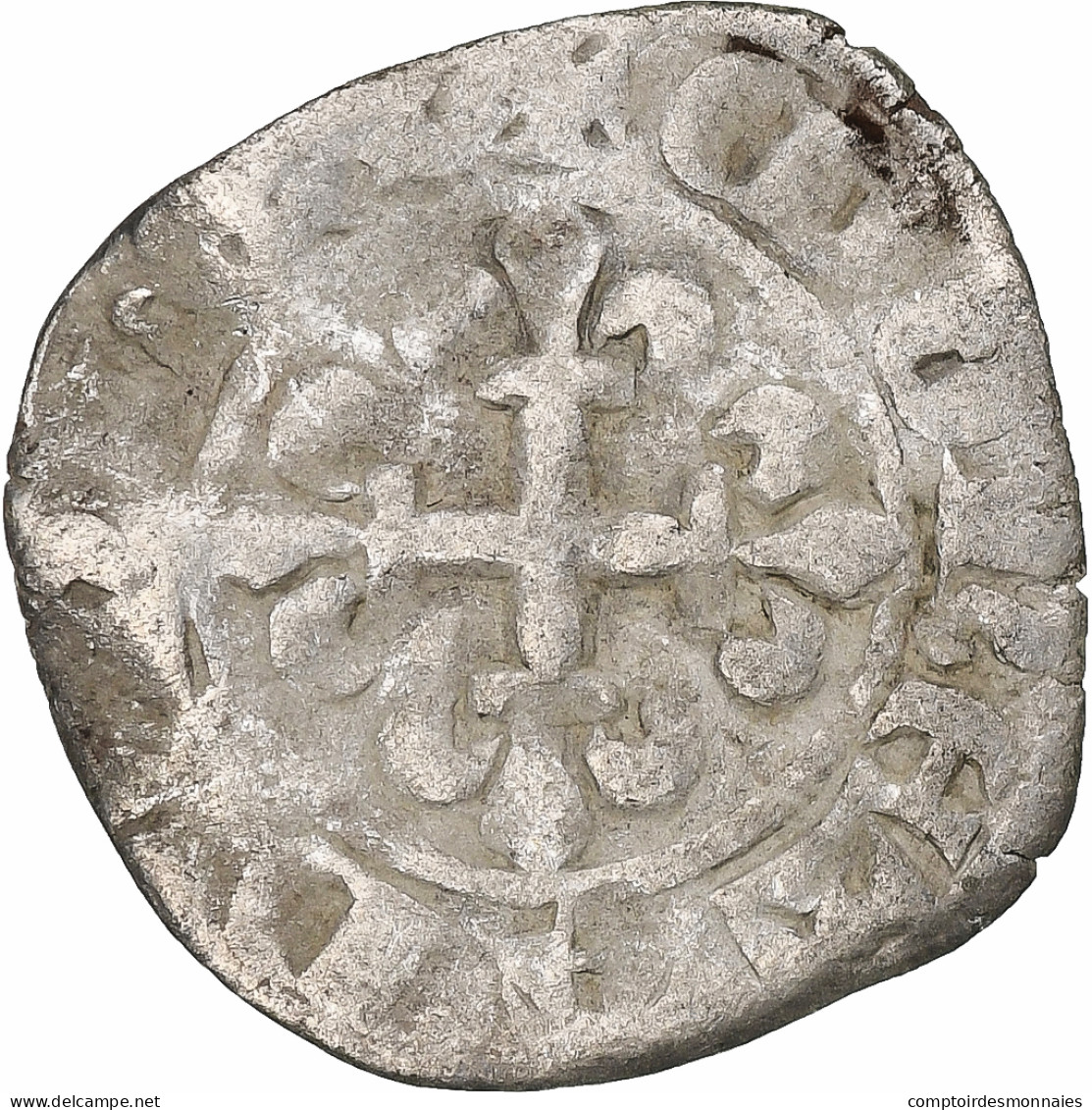 France, Charles IV, Double Parisis, 1323-1328, Billon, TB, Duplessy:244b - 1322-1328 Charles IV The Fair