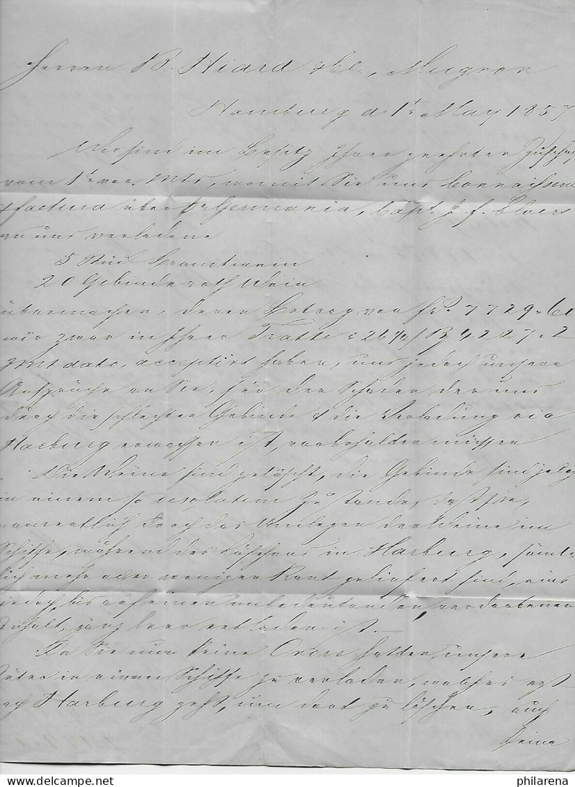 Hamburg: Brief 1857 Nach Mugron, Frankreich, T&T Stempel - Covers & Documents