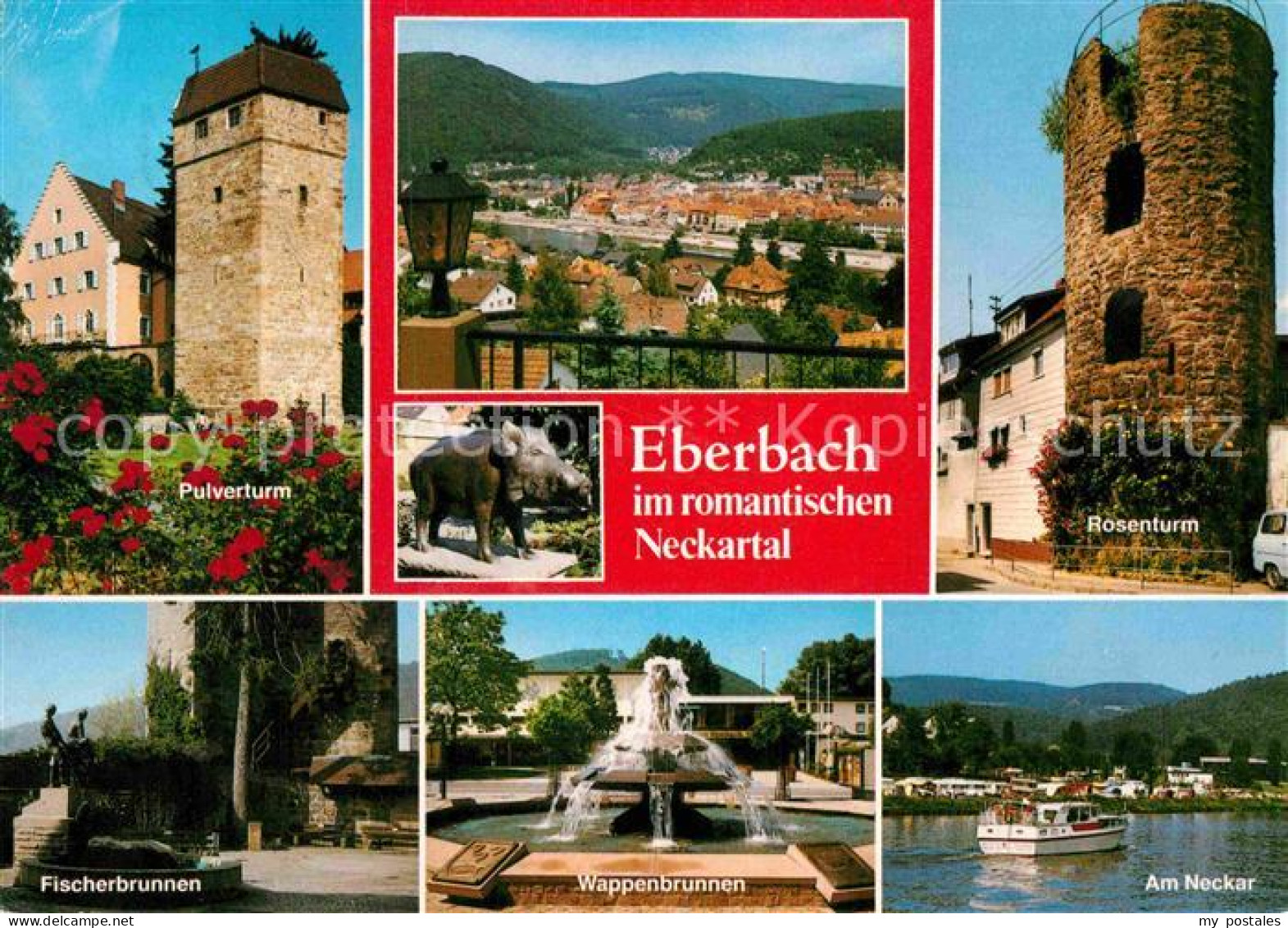 72860247 Eberbach Neckar Rosenturm Pulverturm Fischerbrunnen Wappenbrunnen Eberb - Eberbach