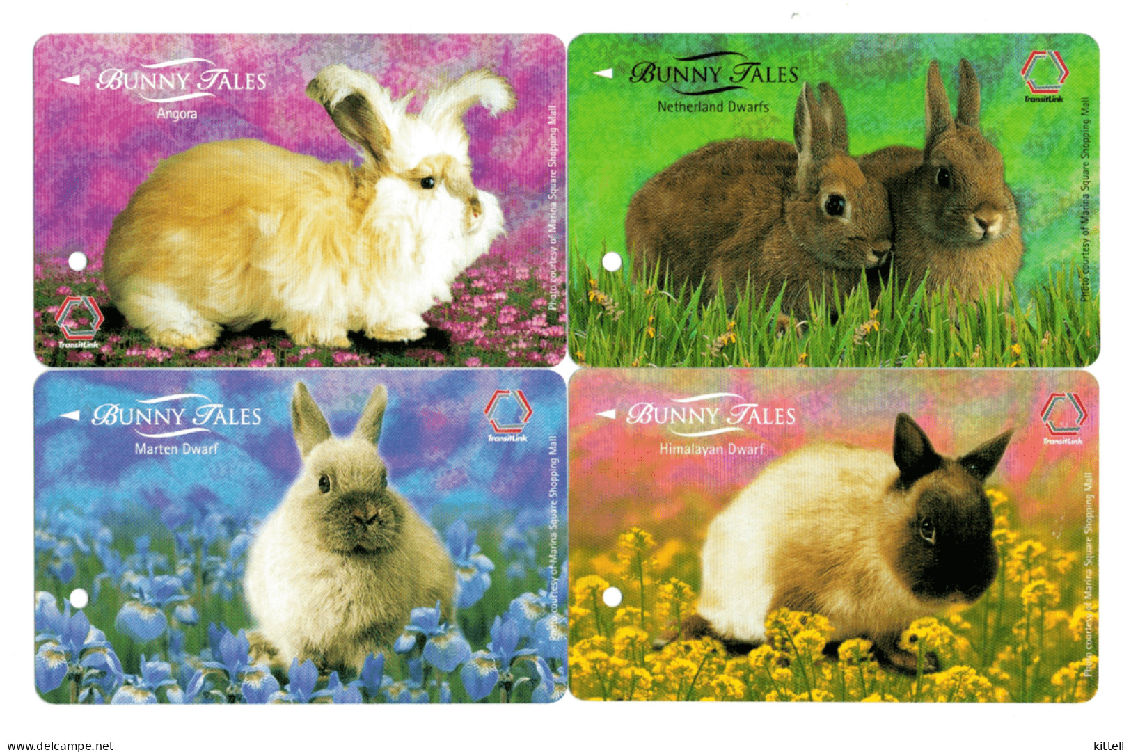 Singapore Old Subway Train Bus Ticket Farecard Transitlink Used Rabbits Bunny (4 Cards) - Mondo