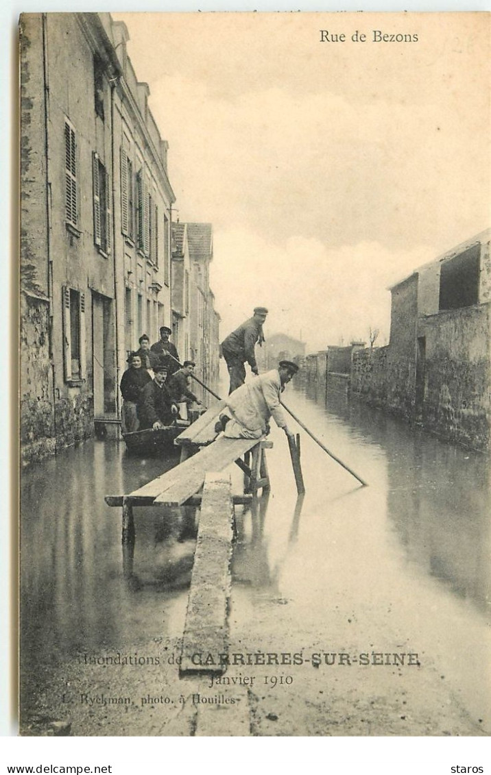 Inondations De CARRIERES-SUR-SEINE - Rue De Bezons - Janvier 1910 - Carrières-sur-Seine