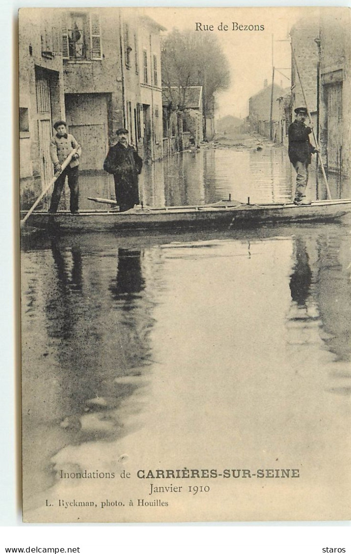 CARRIERES-SUR-SEINE - Rue De Bezons - Inondations Janvier 1910 - Carrières-sur-Seine