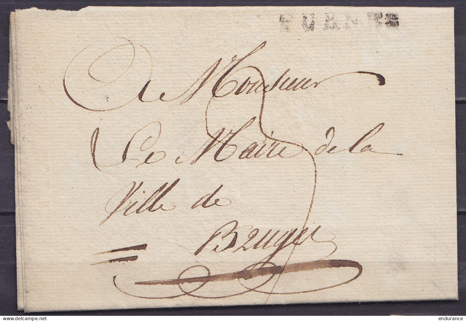 L. Du Maire De Furnes (Département De La Lys) Datée 4 Décembre 1807 Pour BRUGES - Griffes "FURNES" - Port "3" - 1794-1814 (French Period)