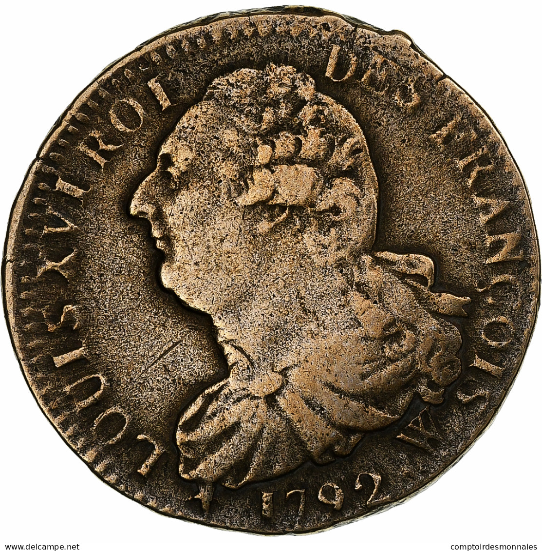 France, Louis XVI, 2 Sols François, 1792, Arras, Bronze, TTB, Gadoury:25 - Otros & Sin Clasificación