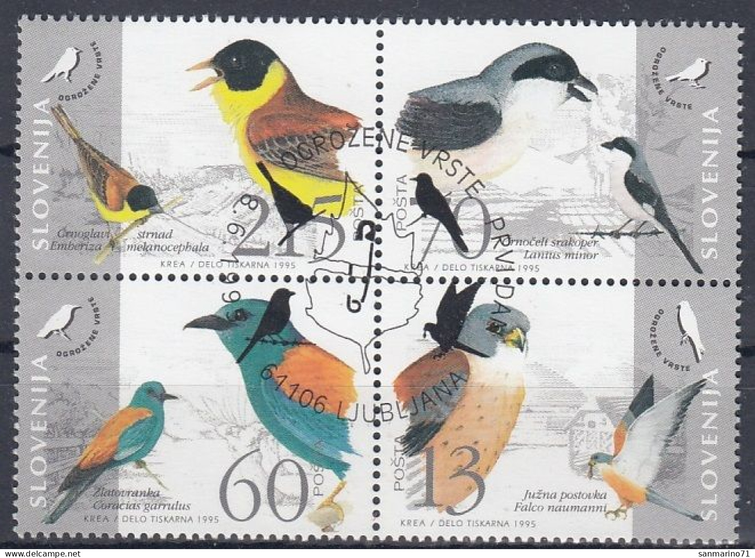 SLOVENIA 113-116,used,hinged,birds - Slowenien