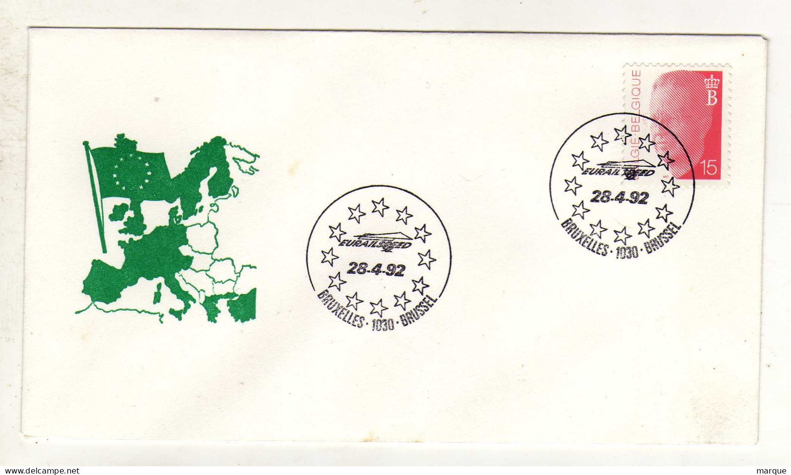 Enveloppe Prêt à Poster 1er Jour BELGIQUE BELGIE Oblitération BRUXELLES 1030 BRUSSEL 28/04/1992 - Buste-lettere