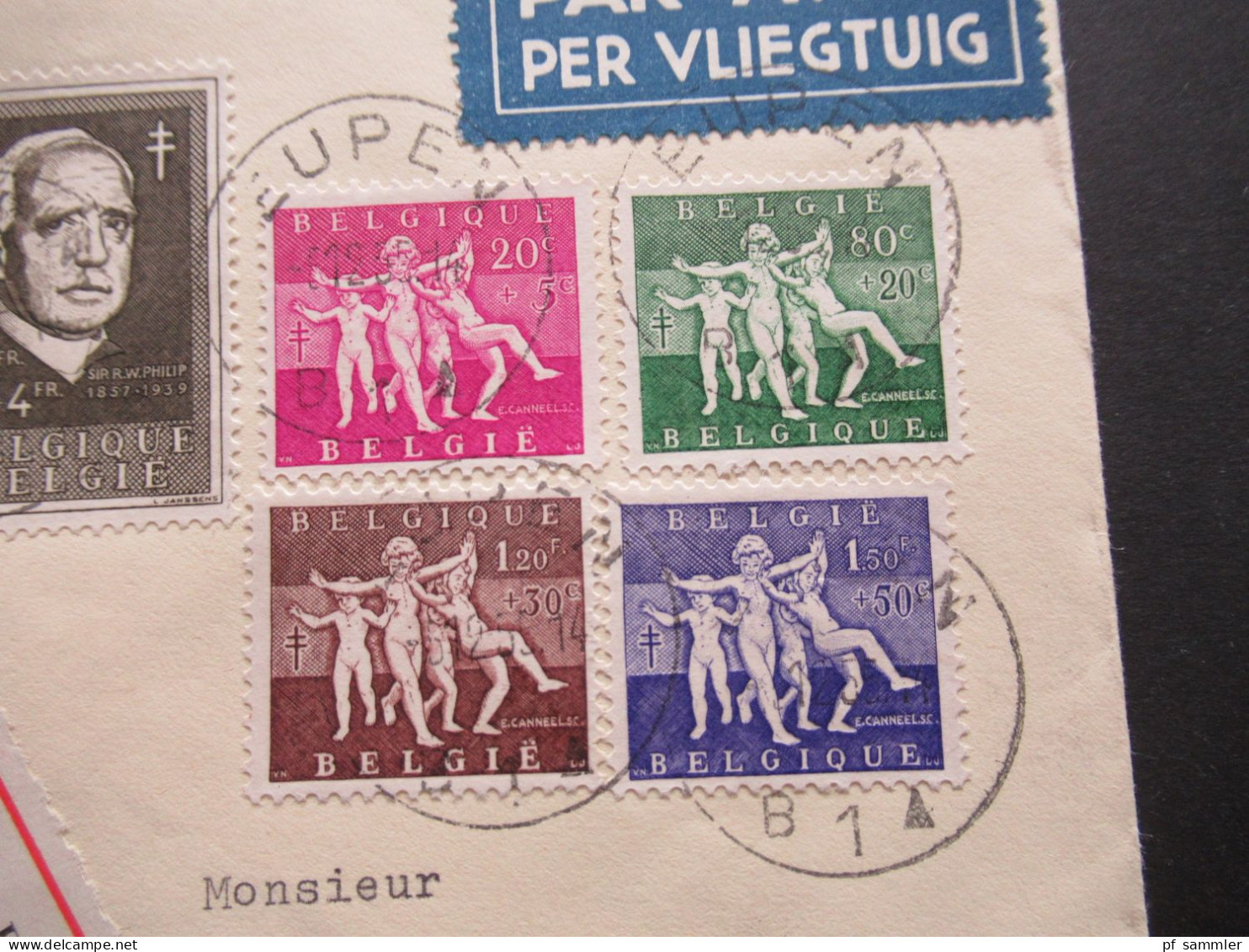 Belgien 1955 Tuberkulose Mi.Nr.1028 - 1034 Satzbrief Umschlag / FDC Antituberculeux Einschreiben Eupen 1 - Briefe U. Dokumente