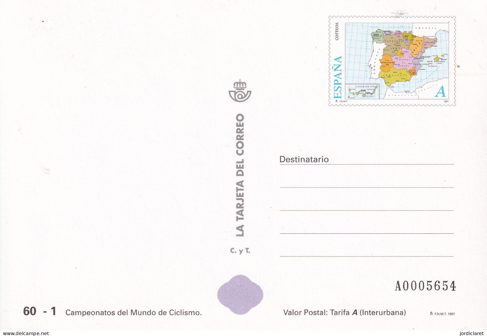 TARJETA DEL CORREO 1997 SAN SEBASTIAN TEMA CICLISMO - 1931-....