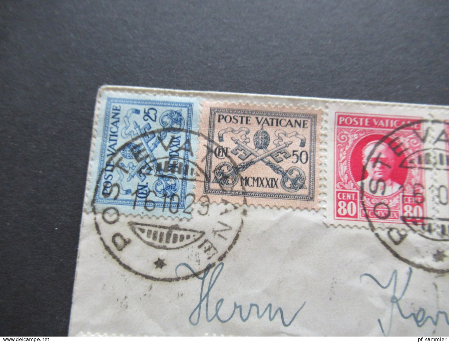 Vatikan 1929 Mi.Nr.1 - 15 Satzbrief Einschreiben Poste Vaticane - Olmütz Rückseitig 5 Stempel / Toller Beleg! - Storia Postale