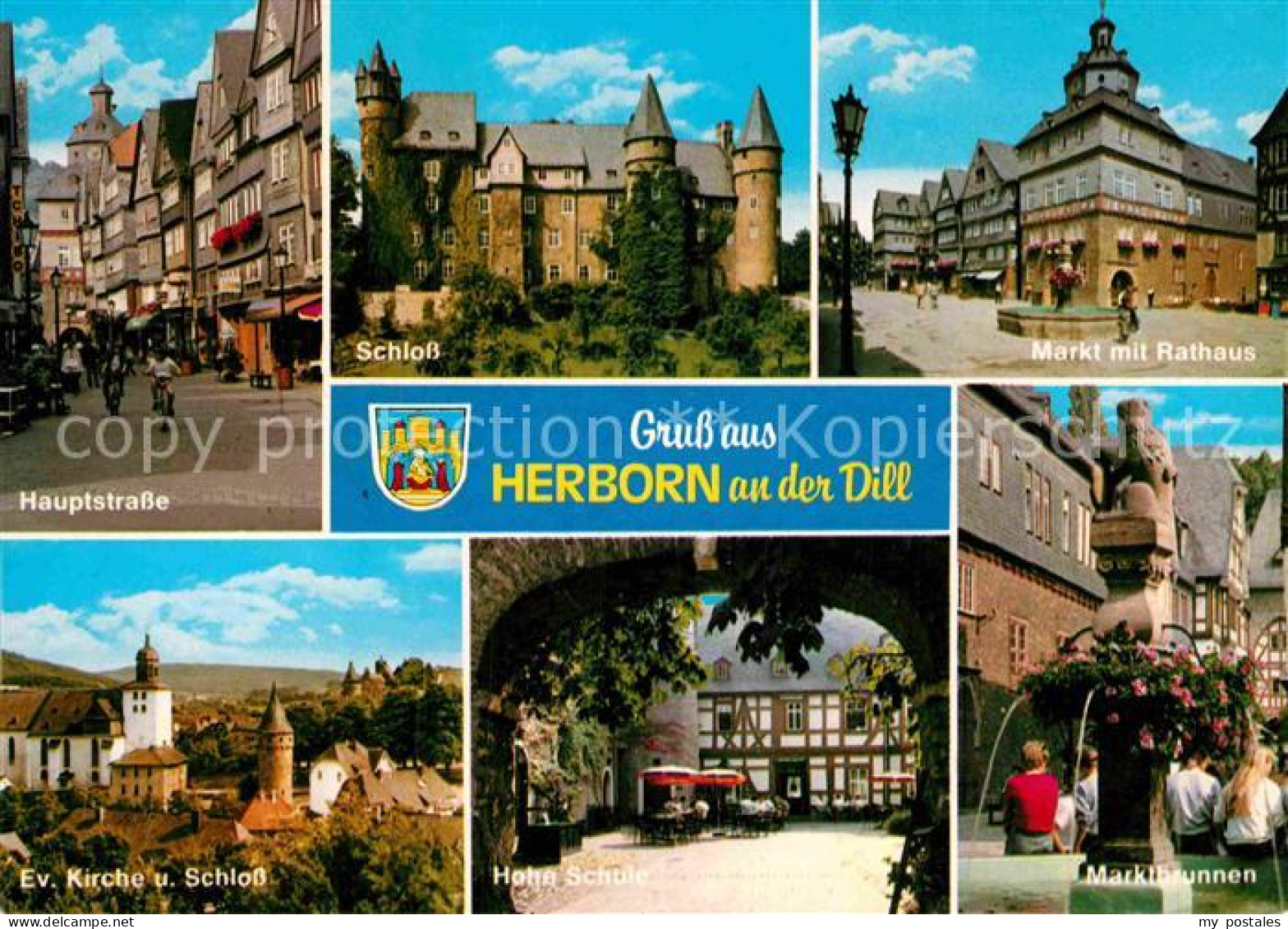 72852785 Herborn Hessen Hauptstrasse Schloss Markt Rathaus Marktbrunnen Hohe Sch - Herborn