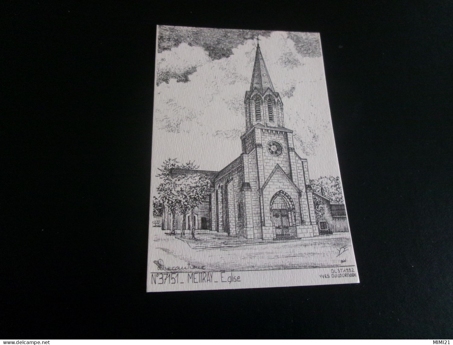 BELLE CARTE ILLUSTRATION...."L'EGLISE DE METTRAY" ...SIGNE YVES DUCOURTOUX - Mettray