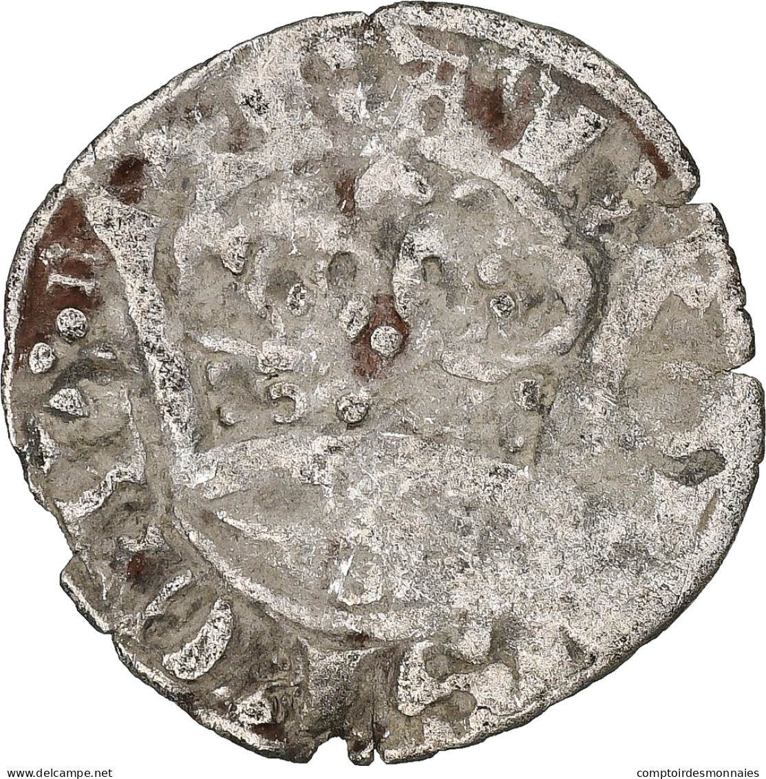 France, Charles IV, Double Parisis, 1323-1328, Billon, TB, Duplessy:244b - 1322-1328 Charles IV Le Bel