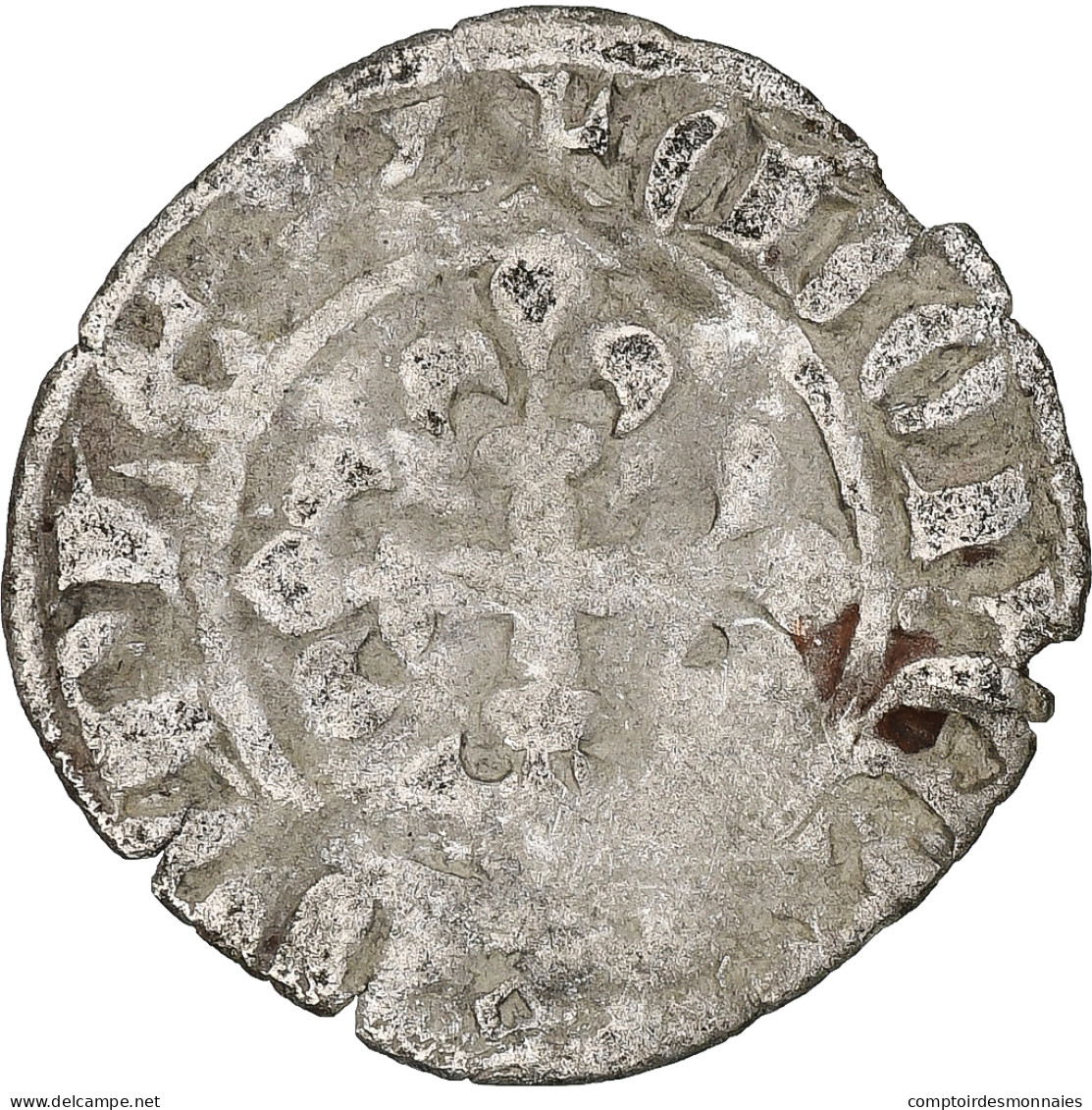 France, Charles IV, Double Parisis, 1323-1328, Billon, TB, Duplessy:244b - 1322-1328 Charles IV The Fair