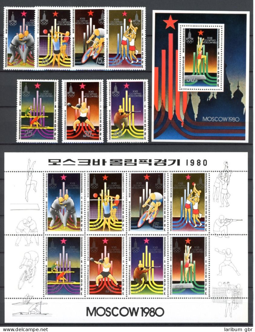 Korea EM + KB 1881-1888 + Bl. 61 Postfrisch Olympia 1980 Moskau #JY486 - Korea (...-1945)