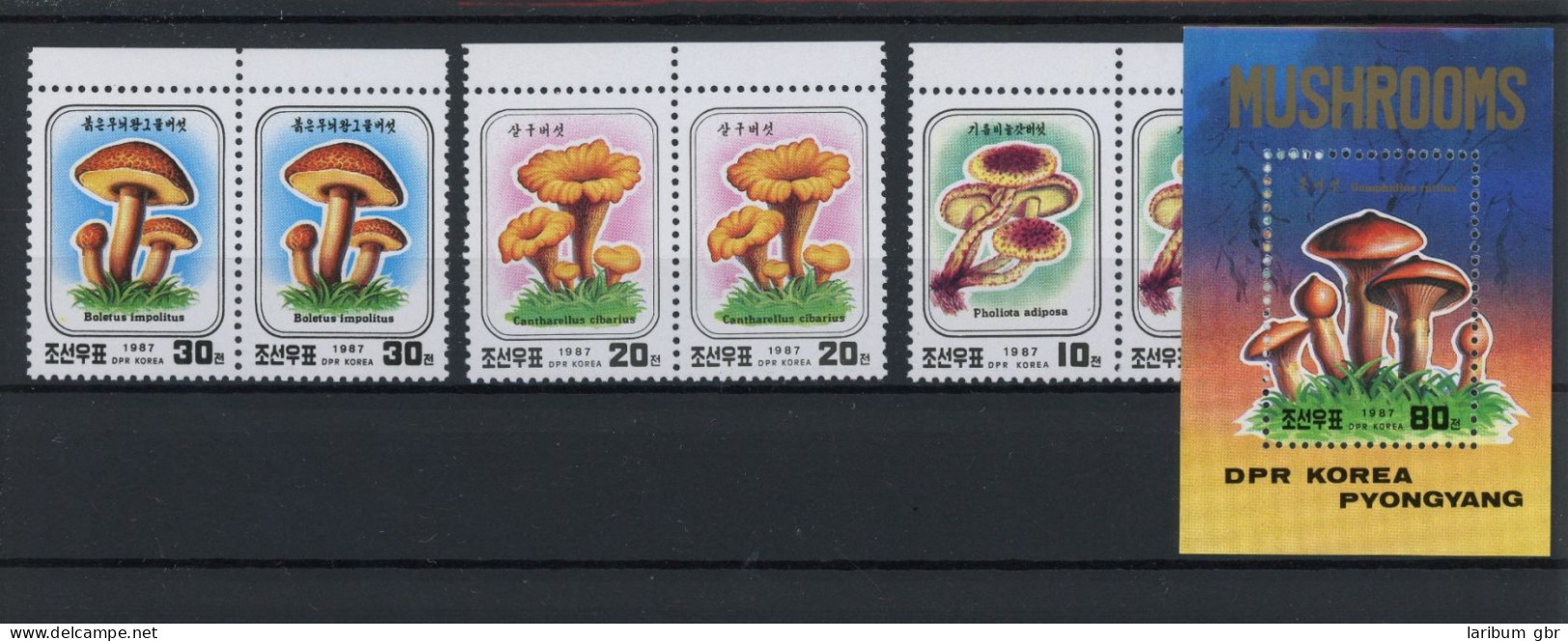 Nordkorea Paare 2798-2800, Block 223 Postfrisch Pilze #JO610 - Corée (...-1945)