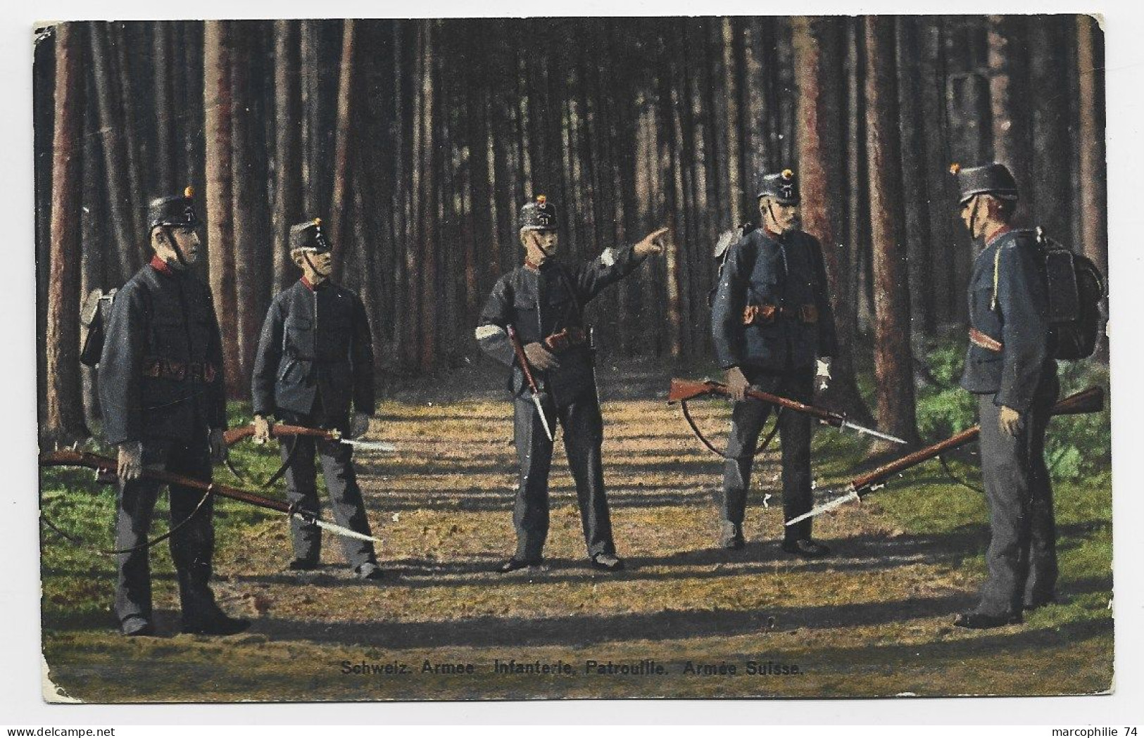 ARMEE SUISSE CARTE + GRIFFE VIOLETTE BATTERIA DA CAMPAGNA 61 - Oblitérations