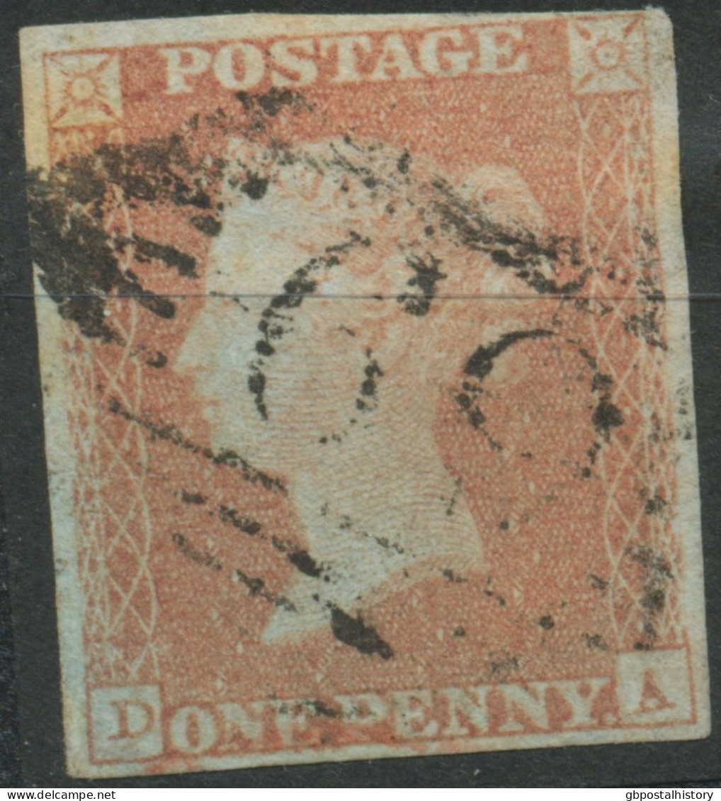 GB QV 1d Redbrown Unplated (DA) 4 Margins, VFU With IRISH Numeral „62“ (BELFAST) - Gebraucht