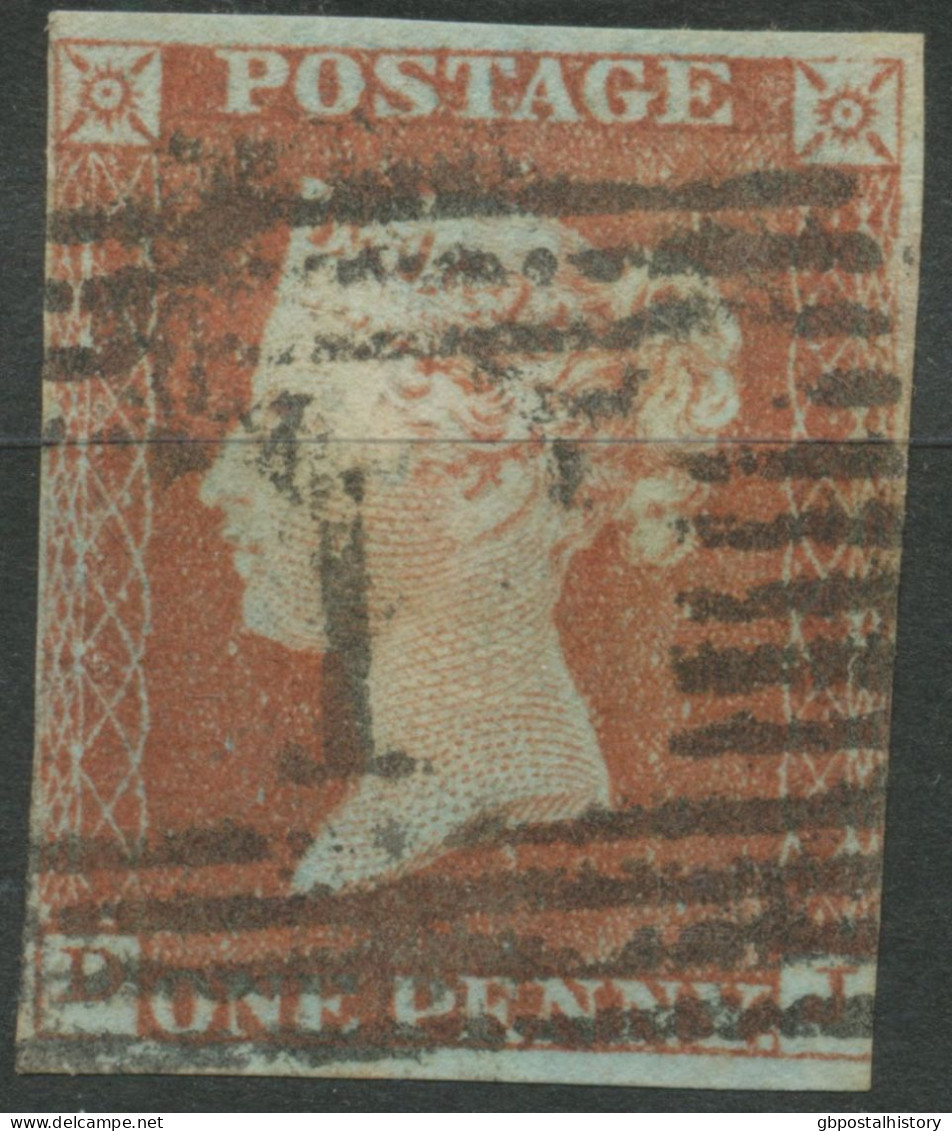 GB QV 1d Redbrown Unplated (DI) Almost 4 Margins (small Gaps In Upper Right Corner Frameline), VFU With SCOTTISH Numeral - Gebruikt