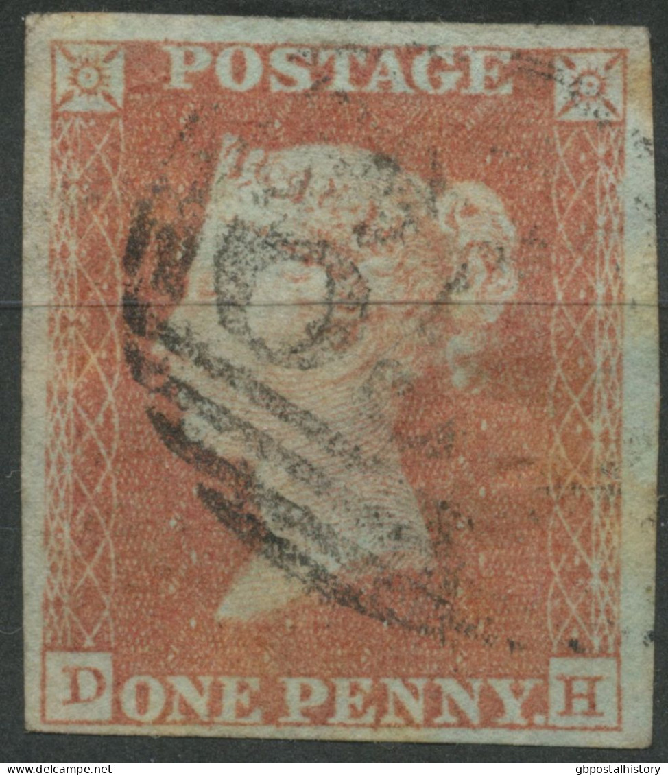 GB QV 1d Redbrown, Unplated (DH) 4 Margins (lightly Creased At Right), VFU W Numeral „65?“ - Oblitérés