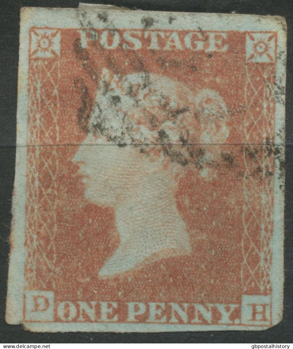 GB QV 1d Redbrown Unplated (DH) 4 Margins, FU With IRISH Numeral - Used Stamps