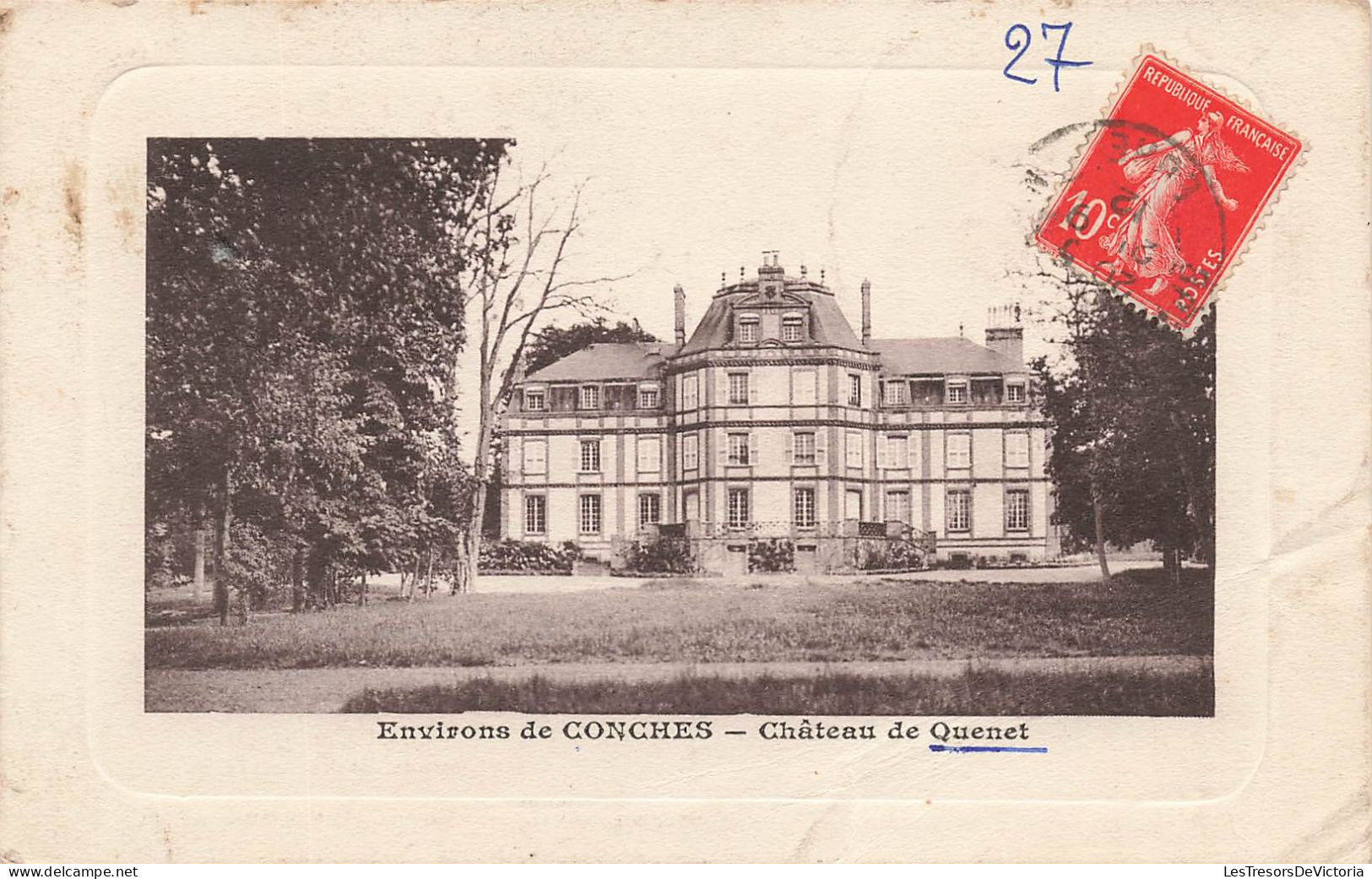 FRANCE  - Environs De Conches - Vue Générale Et Vue De Face Du Château De Quenet - Carte Postale Ancienne - Conches-en-Ouche