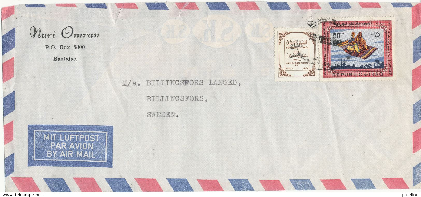 Iraq Air Mail Cover Sent To Sweden (the Cover Is Folded) - Iraq