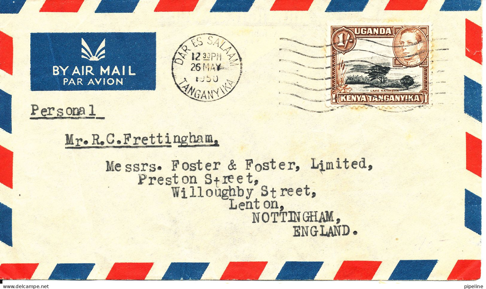 Uganda Kenya Tanganyika Air Mail Cover Sent To England Dar Es Salaam 26-5-1950 The Cover Is Folded - Kenya, Uganda & Tanganyika