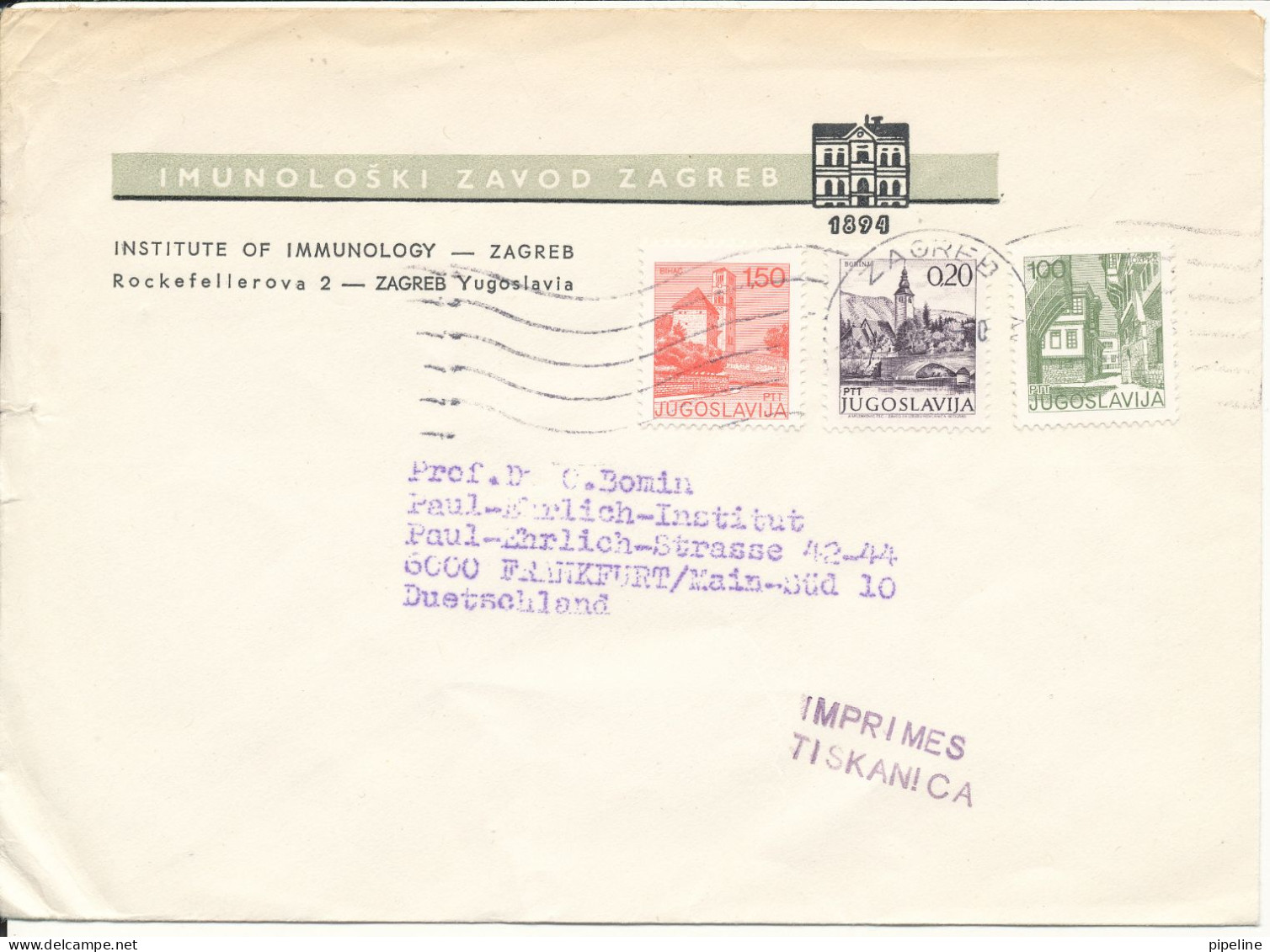 Yugoslavia Cover Sent Germany Zagreb - Lettres & Documents