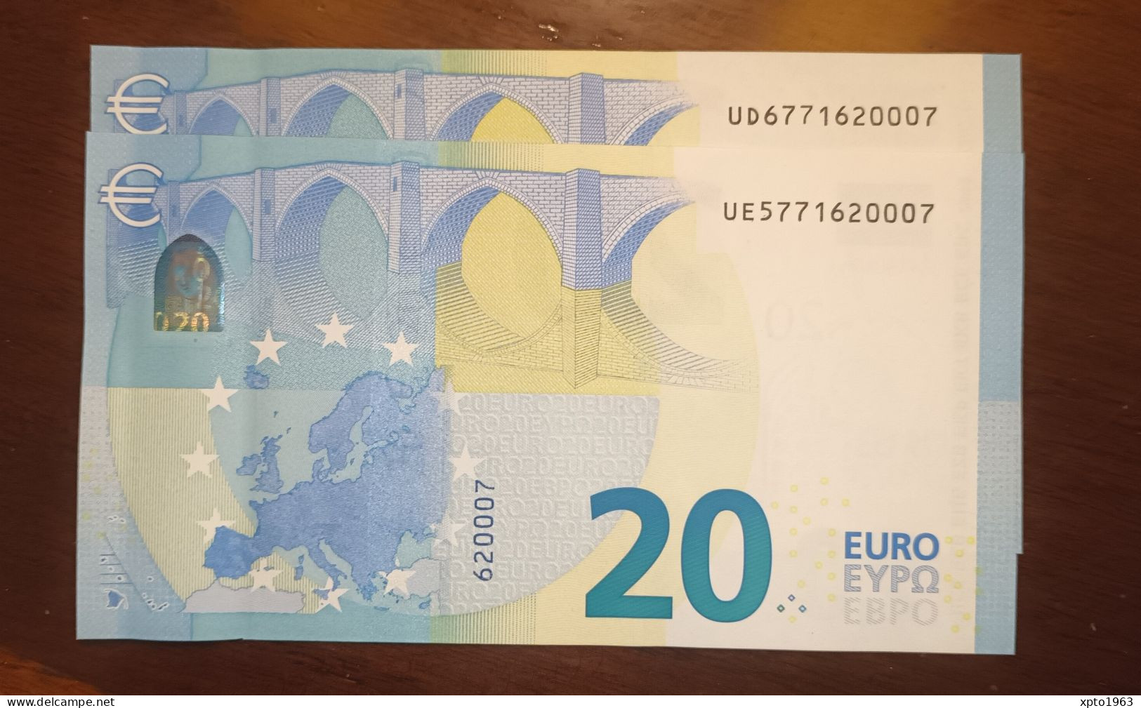 2x 20 EURO FRANCE - U034 A5 - A6 - See Serial Numbers - NEUF - UNC - 20 Euro