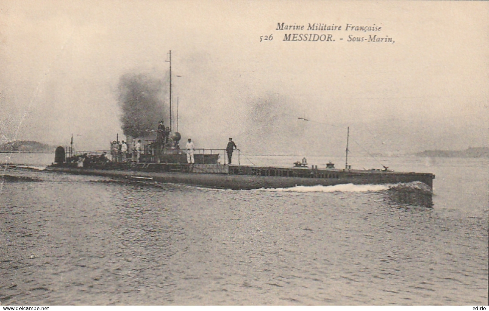  ***  BATEAUX  ****  Marine Militaire Française  MESSIDOR  Sous Marin écrite TTB  - Sous-marins