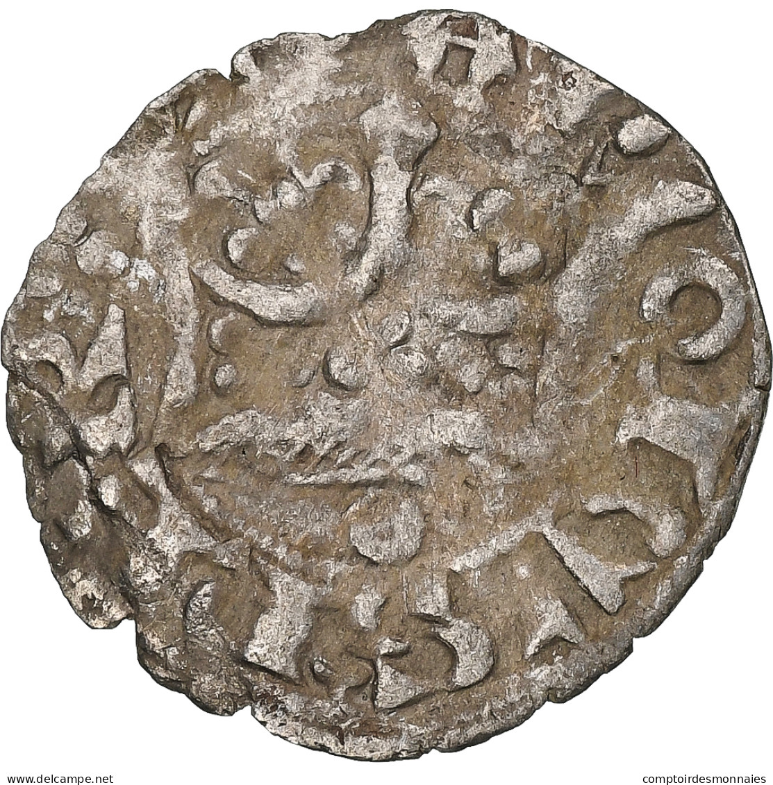 France, Charles IV, Double Parisis, 1323-1328, Billon, TB+, Duplessy:244b - 1322-1328 Charles IV The Fair