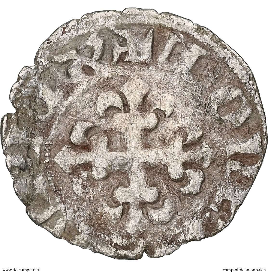 France, Charles IV, Double Parisis, 1323-1328, Billon, TB+, Duplessy:244b - 1322-1328 Charles IV The Fair