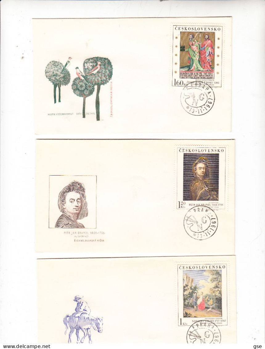 CECOSLOVACCHIA  1967 - Yvert  1601/5 - Anullo Speciale  - Pittura -- - Airmail