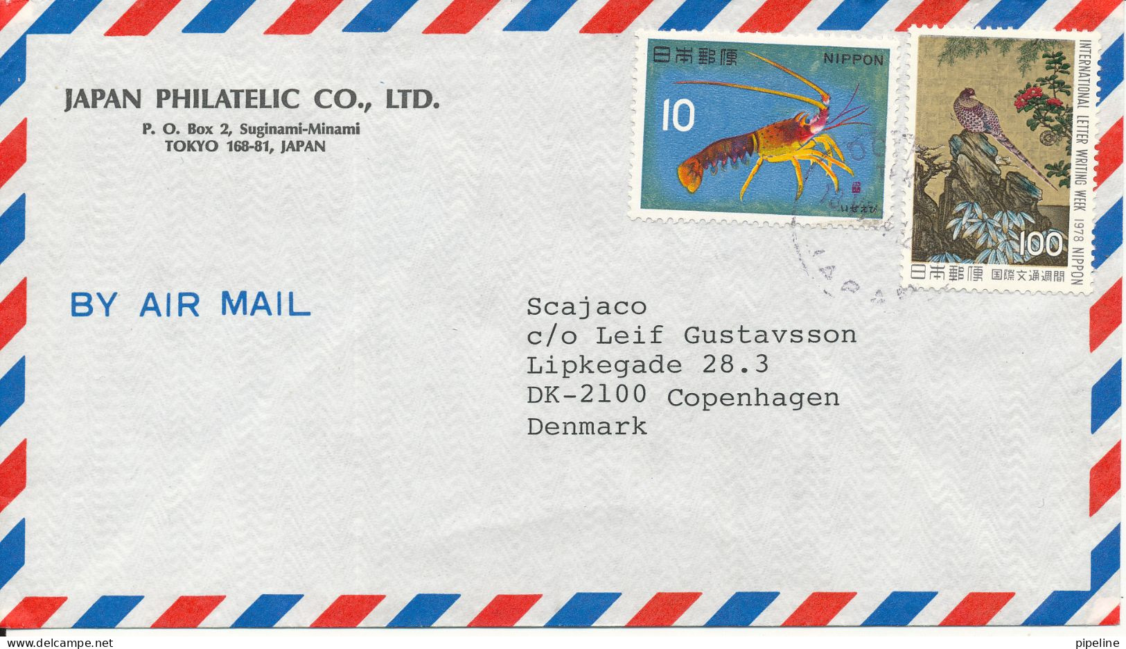 Japan Air Mail Cover Sent To Denmark 18-6-1978 Topic Stamps (light Bended Cover) - Luchtpost