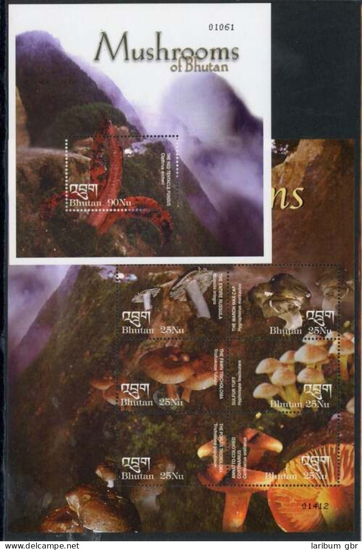Bhutan KB Mit 2331-2336 + Bl. 455 Postfrisch Pilze #JR783 - Bhoutan