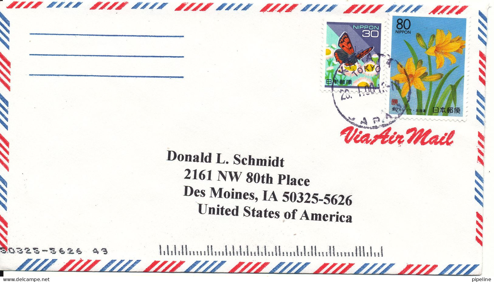 Japan Air Mail Cover Sent To USA Kamata 20-1-2000 - Posta Aerea