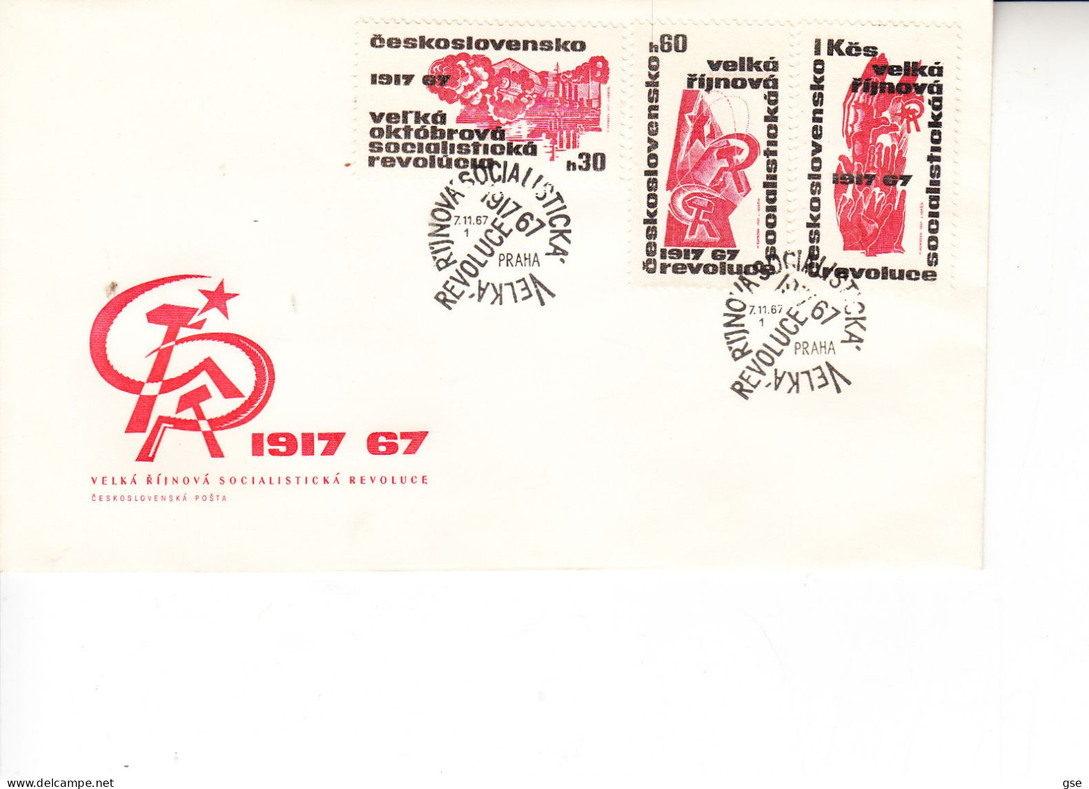 CECOSLOVACCHIA  1967 - Yvert  1598/600 - Rivoluzione - Airmail
