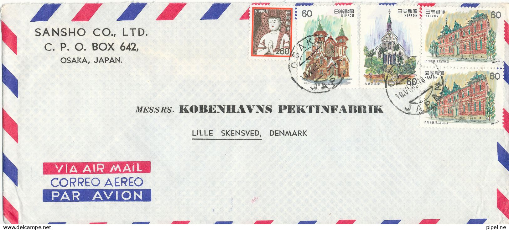 Japan Air Mail Cover Sent To Denmark Osaka 10-6-1982 More Topic Stamps - Cartas & Documentos