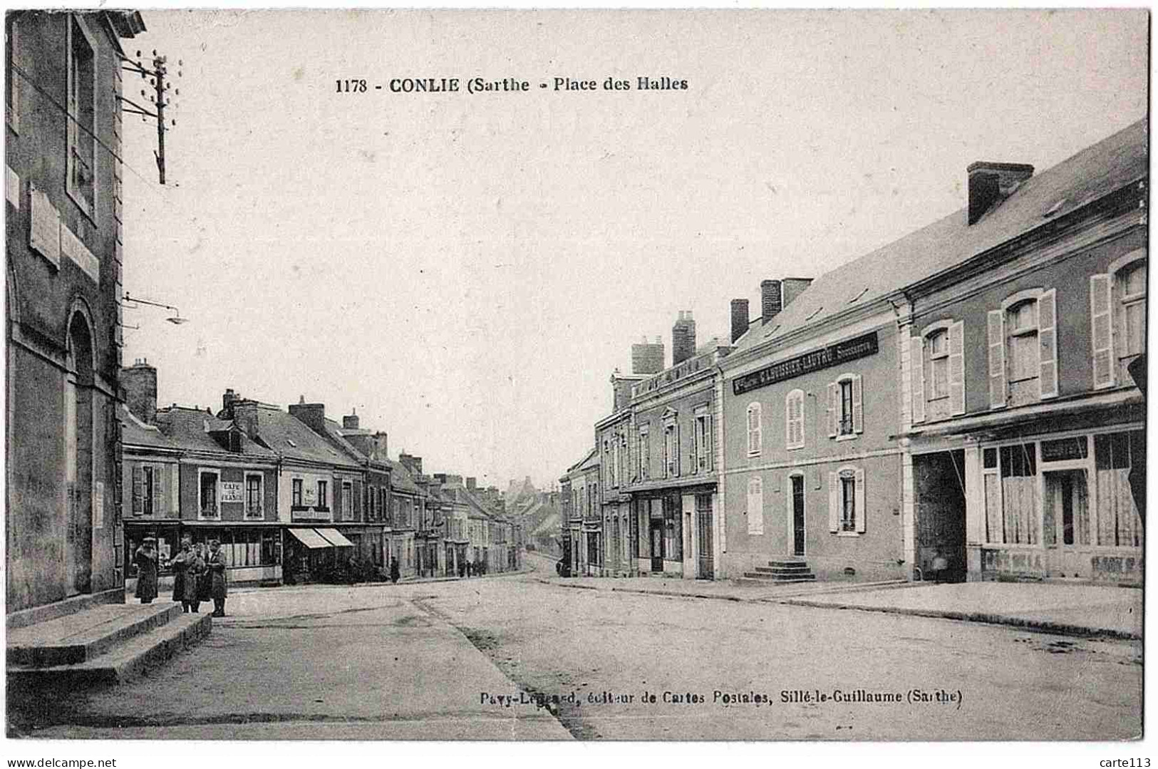 72 - B32034CPA - CONLIE - Place Des Halles - Parfait état - SARTHE - Conlie