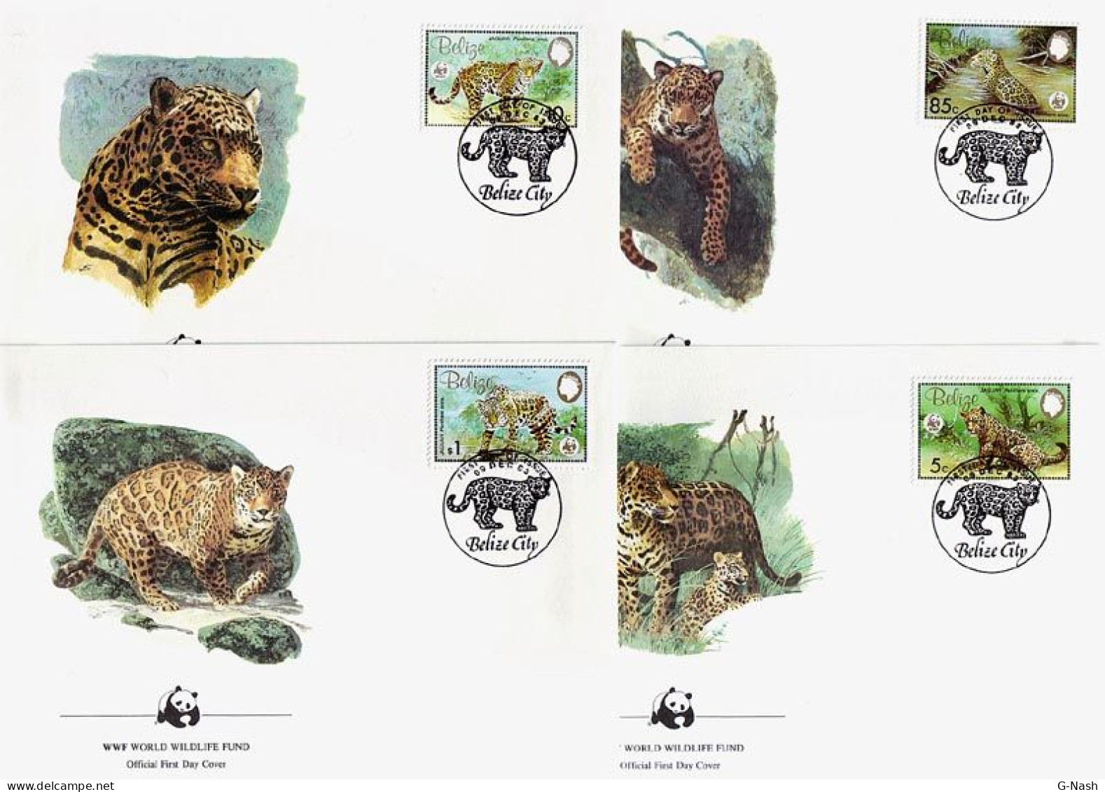 Belize - 4 Enveloppes WWF - Les Jaguars (1983) - Belize (1973-...)