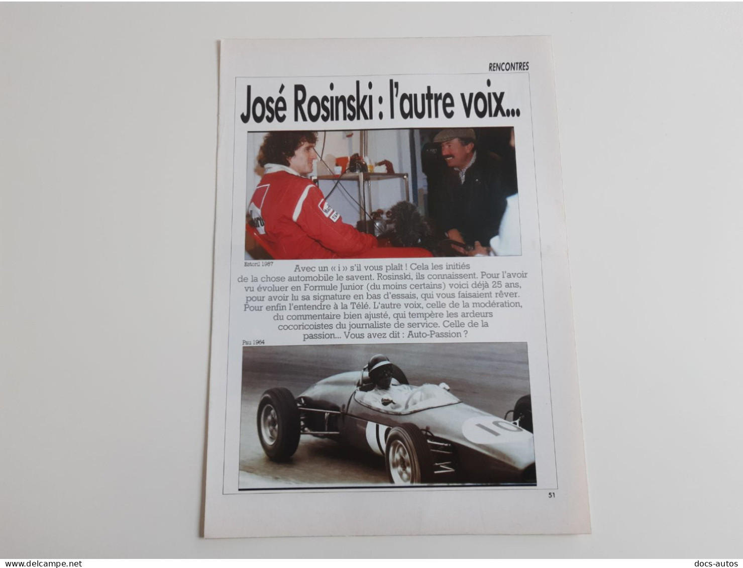 José Rosinski Pilote Et Journaliste Sportif - Coupure De Presse Automobile - Sonstige & Ohne Zuordnung