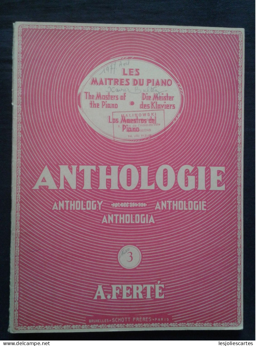 A FERTE LES MAITRES DU PIANO ANTHOLOGIE VOLUME 3 PARTITION EDITIONS SCHOTT - Instruments à Clavier